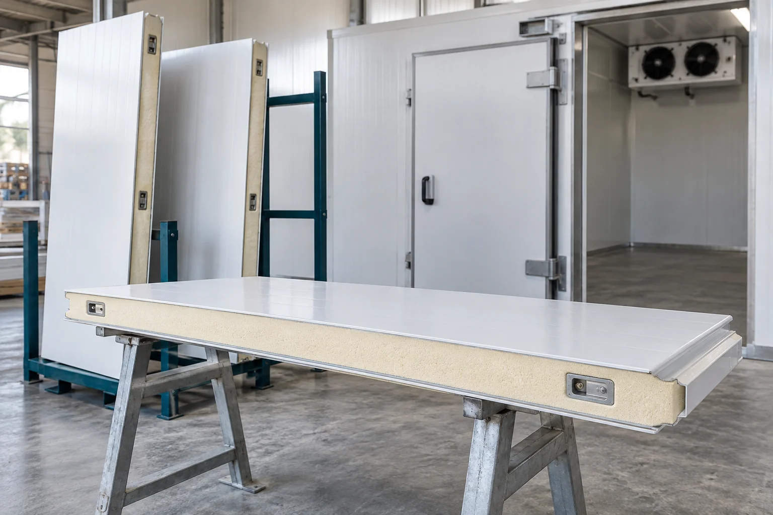 Insulated cold-room panels with cam-lock joints and a modular cold-storage room